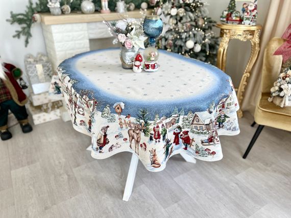 Скатертина гобеленова овальна HENKEL OVAL Limaso, 137х180, Овальна, Новорічний, Срібний люрекс, 60% поліестер, 24% бавовна, 16% акрил, Гобелен | Зображення 5