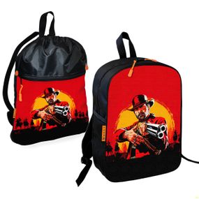 Школьный рюкзак детский RDR Red Dead Redemptio + Сумка для обуви спортивной формы рюкзак-мешок мальчику (01914)