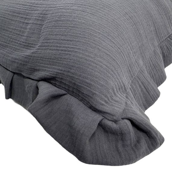 Декоративна наволочка SoundSleep Muslin Graphite 45х45 см з рюшами (94331646) | Зображення 2
