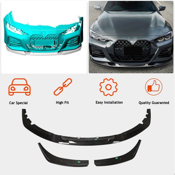 Накладка на передній бампер Lip V3 (для G22/G23 M-Sport, Карбон) для BMW 4 серія G22/23/26 2020- рр | Зображення 1