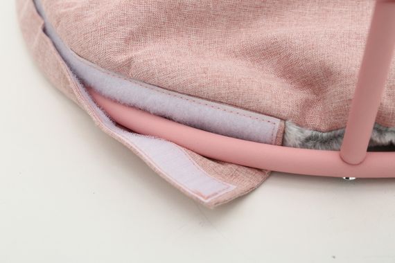 Складаний лежак для домашніх тварин MISOKO Pet bed round plush, 45x45x22 cm, pink | Зображення 3