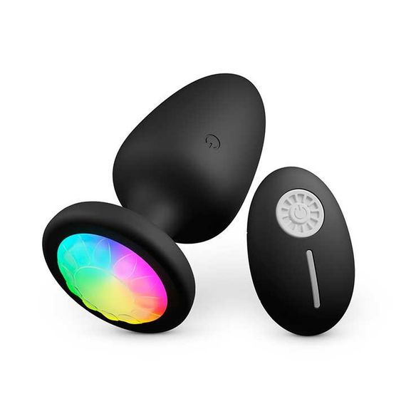 Светящаяся анальная пробка с вибрацией 10X Light Up Rechargeable Anal Plug - 4,4 см – Анальные игрушки | Зображення 6