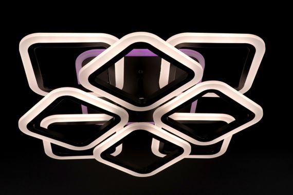 Люстра світлодіодна стельова LED світильник для квартири на стелю лед з пультом 25753 Чорний 11х50х50 см. | Зображення 8