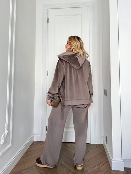 Женский велюровый спортивный костюм на молнии, большие размеры и батал, SS181 цвет мокко, размер 48/50 | Зображення 2