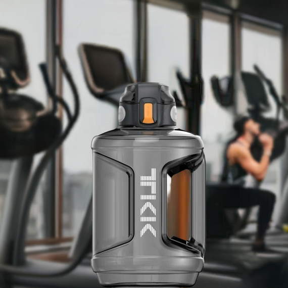 Спортивная бутылка TKK 2300 мл (2.3 л) - Черный Tritan BPA-free, ударопрочная эко-бутылка с ручкой и клапаном | Зображення 2