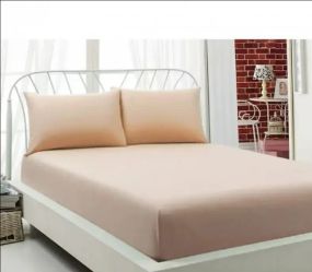 Кремовая Простынь махровая на резинке с наволочками Anisa  (220х240+30 см)