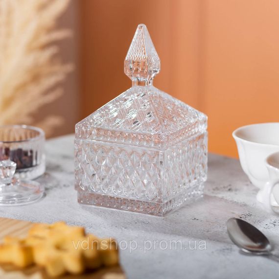 Цукерниця скляна з кришкою 8.5х8.5х15 см квадратна HP-YH-41 | Зображення 6