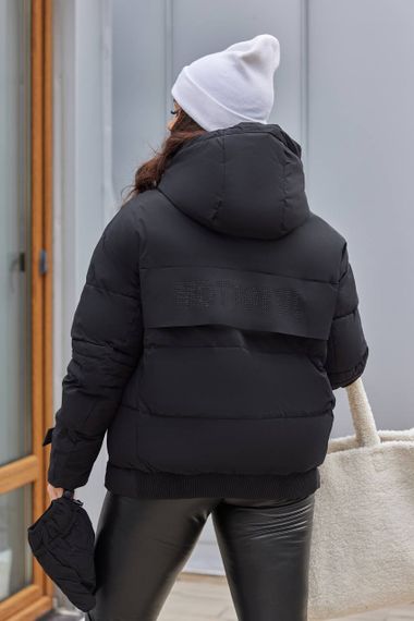 Жіноча тепла куртка з капюшоном колір чорний р.XXL 447739 | Зображення 3