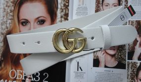 Женский кожаный ремень Gucci 3 см пряжка золото белый