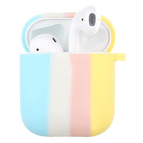 Силиконовый футляр Colorfull для наушников AirPods 1/2 Голубой / Желтый