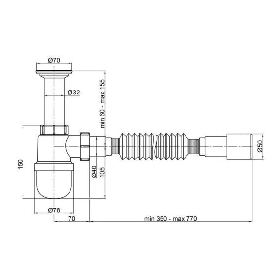 Сифон для раковини Lidz (WHI) 60 06 Y001 01 (вихід 50 мм) | Зображення 1