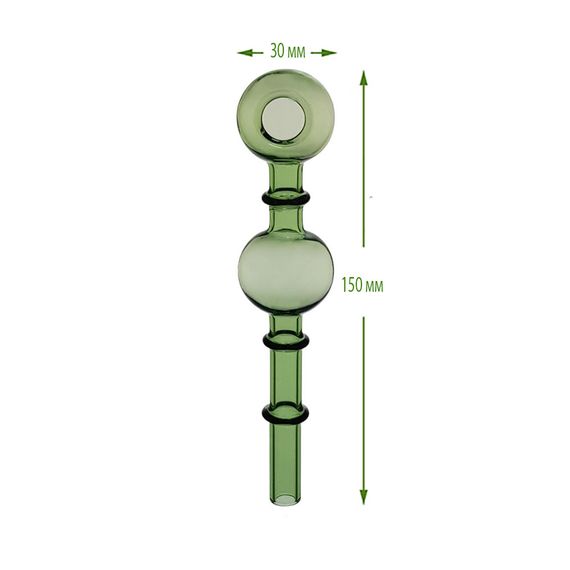 Трубка Скляна Вапорайзер 15 см "Oil Pipe Two Balls Green" | Зображення 1
