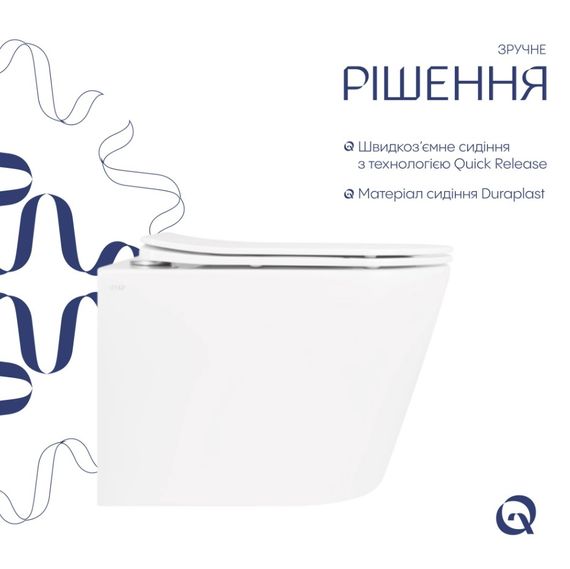 Унітаз підвісний Qtap Scorpio Ultra Quiet, з сидінням Slim Duroplast/ Soft-close/ Quick relase QT14332380ASW | Зображення 6