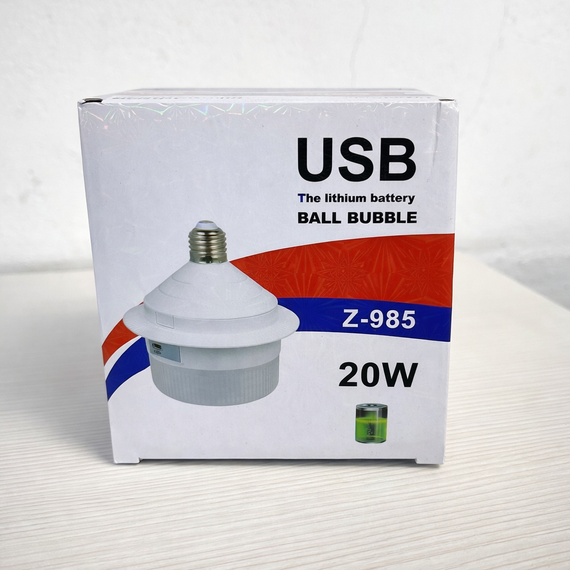 Светодиодная LED лампа Z-985 20W с аккумулятором, USB-зарядка, цоколь E27, автономная работа до 8 часов, белый корпус | Зображення 4