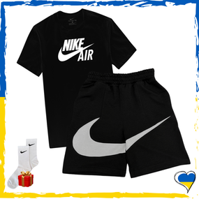 Комплект шорти Nike Big Swoosh та футболка Nike. Комплект Найк Біг Свуш Чорний, XS/S
