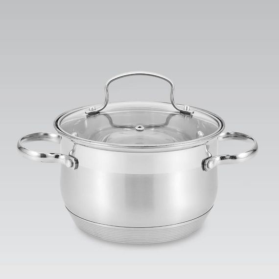 Каструля Maestro MR-3512-20, 3. 9 л, 20 см, з нержавіючої сталі з кришкою, для всіх типів плит