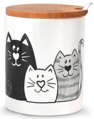 Цукорниця «Мурчики» 330мл керамічна з бамбуковою кришкою