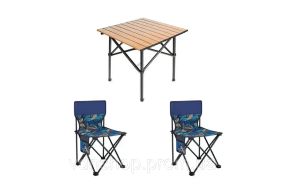 Стол + 2 стула STD-02 стол складной прямоугольный коричневый,(Д530*Ш550*В500мм), стулья металл+ткань (40*40*35), сумка