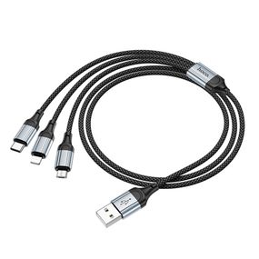Кабель HOCO X102 USB-1 3 in 1 Micro/Iphone/Type-C, 2A, довжина 1м, Black