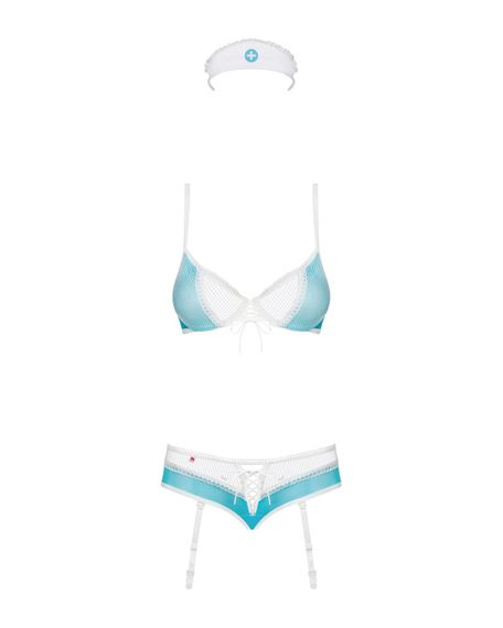Еротичний костюм медсестри Obsessive 834-CST-6, біло-блакитний, L/XL | Зображення 4
