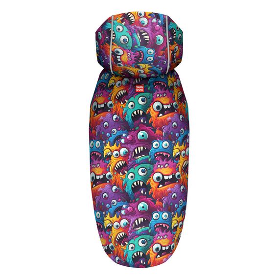 Дощовик-накидка з капюшоном для собак WAUDOG Clothes, малюнок "Зубасті монстри", M, А 40-43 см, B 52-62 см, С | Зображення 2