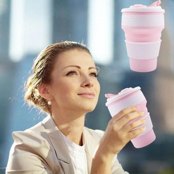 Походная чашка силиконовая складная , Складная кружка для кофе, Кружка походная SD-753 силиконовая складная | Зображення 3
