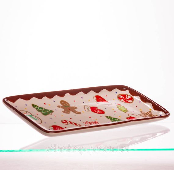 Блюдо сервировочное новогоднее для закусок Merry Christmas 34×14×2 (см) блюдо прямоугольное рождественское из фарфора CR-1-38 | Зображення 1
