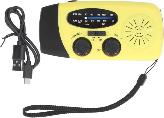 Радіо на сонячній батареї з ручним підзаряджанням та LED-ліхтариком, FM AM для кемпінгу, дому, аварійних ситуацій | Зображення 1