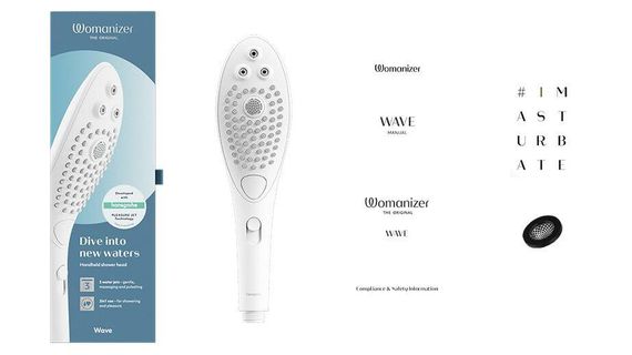 Насадка-стимулятор для душу 2в1 Womanizer Wave White, масажер для інтимних зон sexstyle | Зображення 4