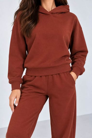 Спортивний костюм жіночий однотонний, колір коричневий, 244R1008-11 | Зображення 3