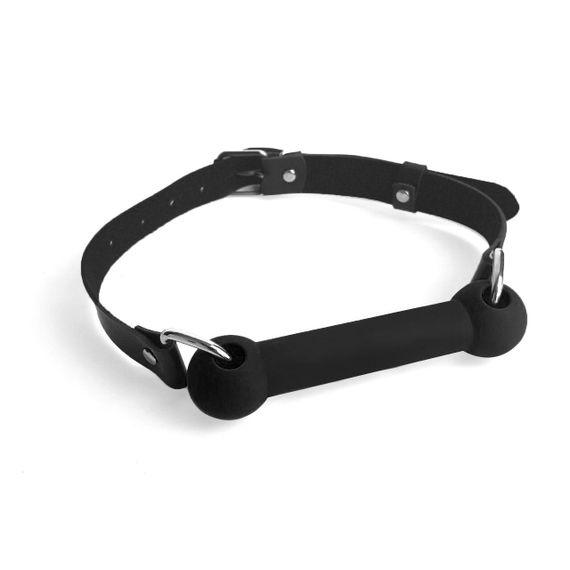 Кляп Палка, силикон и натуральная кожа, Art of Sex - Gag Stick Silicon, Черный | Зображення 1