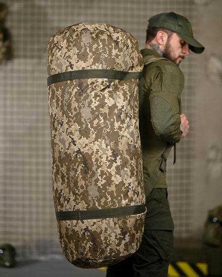 Тактична транспортна сумка баул 150 літрів піксель велика сумка для спорядження баул для екіпірування