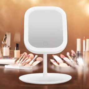 Дзеркало для макіяжу на підставці USB квадратне Біле