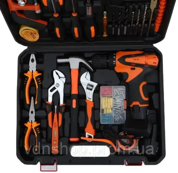 Профессиональный дрель-шуруповерт аккумуляторный с набором инструментов 102 предмета | Зображення 2