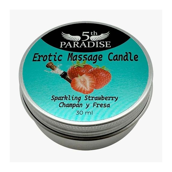 Масажна свічка 5th Paradise Erotic Massage Candle Sparkling Strawberry, полуниця і шампанське, 30 мл | Зображення 1