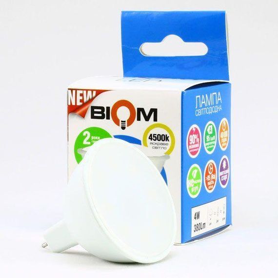 Світлодіодна лампа Biom BT-541 4W MR16 GU5.3 3000К матова | Зображення 4