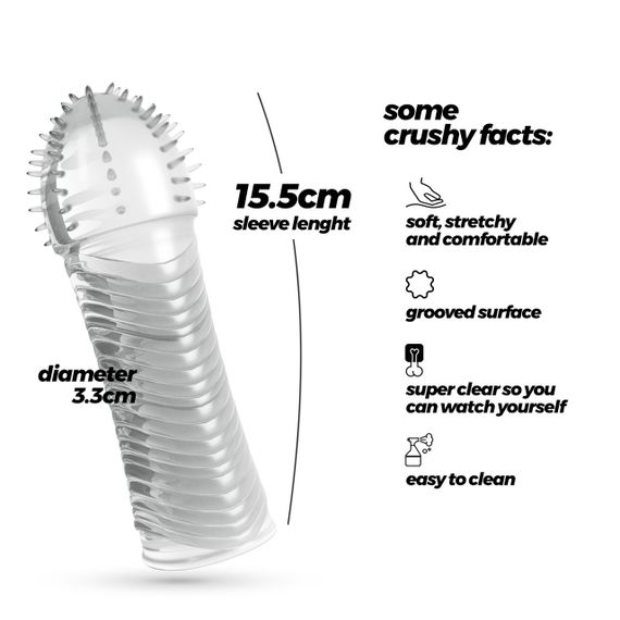 Ребристая насадка на пенис Crushious, 15.5 x 3.3 см Sex Aura | Зображення 4