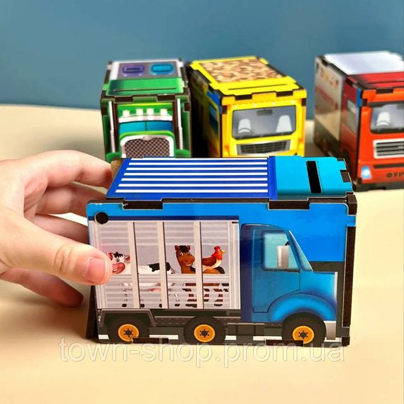 Деревянная настольная игра "Автопарк" Ubumblebees (ПСД082) PSD082 сортер-комодик | Зображення 1