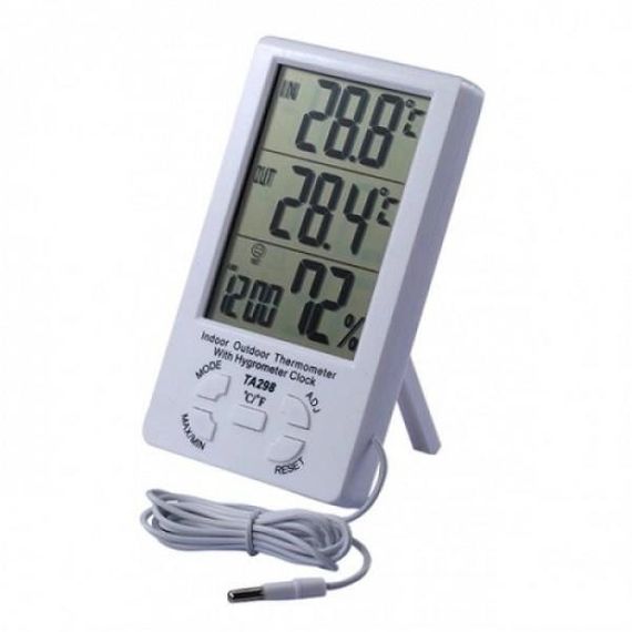 Метеостанция Термометр Гигрометр TA298 с часами и YX-203 выносным датчиком