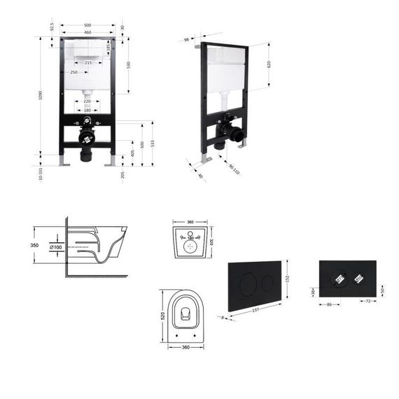 Готовое решение Qtap для ванной комнаты: подвесной унитаз Swan Ultra Quiet 520x360x320 + комплект установки Standard (круглая | Зображення 1