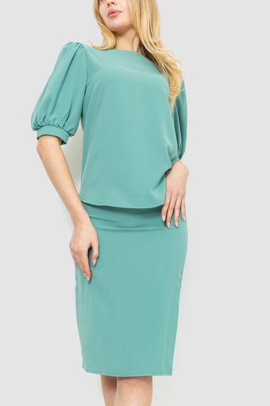 Костюм жіночий однотонний класичний, колір оливковий, 214R559 | Зображення 1