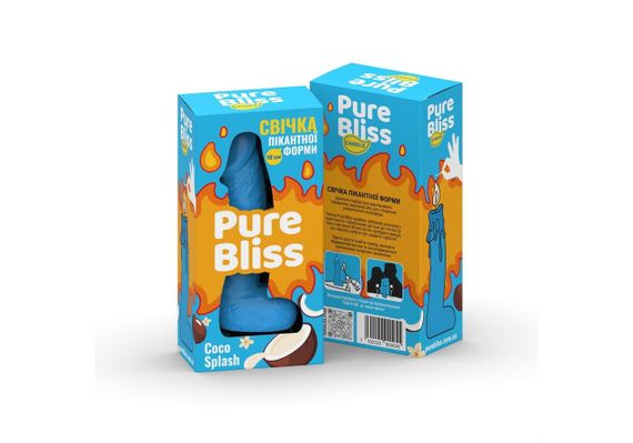 Свічка у формі фалоса Pure Bliss Blue Coco Splash з ароматом кокосового молока, 15 см Sex Aura | Зображення 1