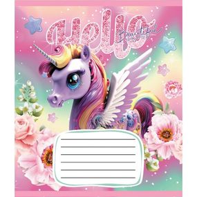 Зошит учнівський "Єдинороги" 012-510065C-3 в косу лінію, 12 аркушів