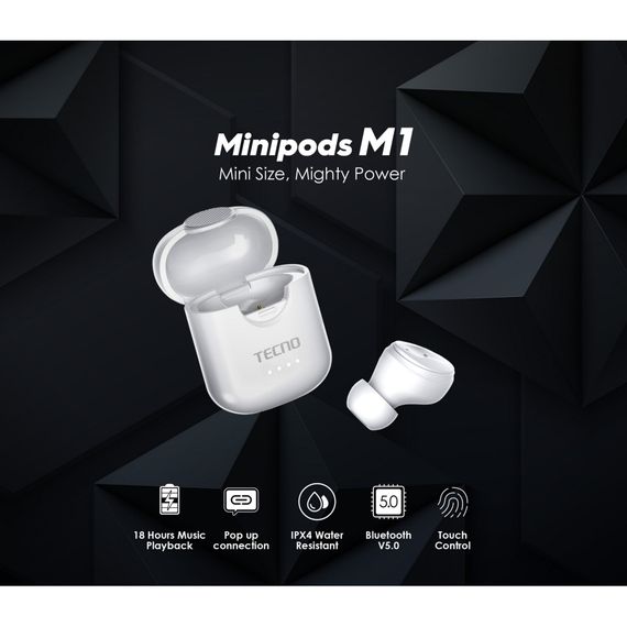 Навушники Tecno Minipods M1 Mono White (4895180759475) | Зображення 2