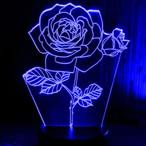Акриловий світильник-нічник Троянда синій tty-n001143