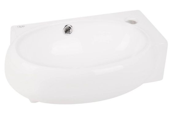 Комплект Qtap Leo: Раковина підвісна овальна права 430x285x160 мм White + Донний клапан PU02O (QT11115011RWN47333) | Зображення 5