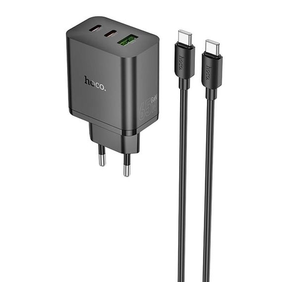 МЗП Hoco N51 Scenery PD65W (1USB-A/2C) + кабель Type-C to Type-C Black