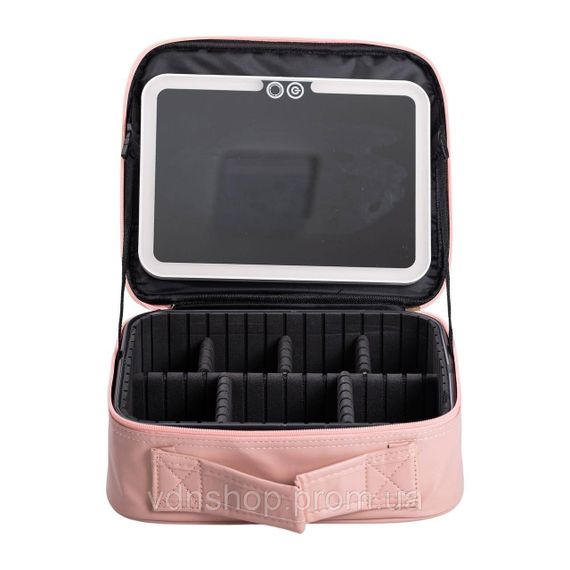 Органайзер косметичка из эко кожи с зеркалом и подсветкой 26×22×9 см HP-10-2AP