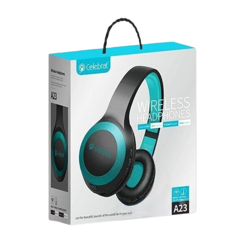Беспроводные накладные Bluetooth наушники с быстрой зарядкой Celebrat A23 черно-голубой (MER-15729_657) | Зображення 3
