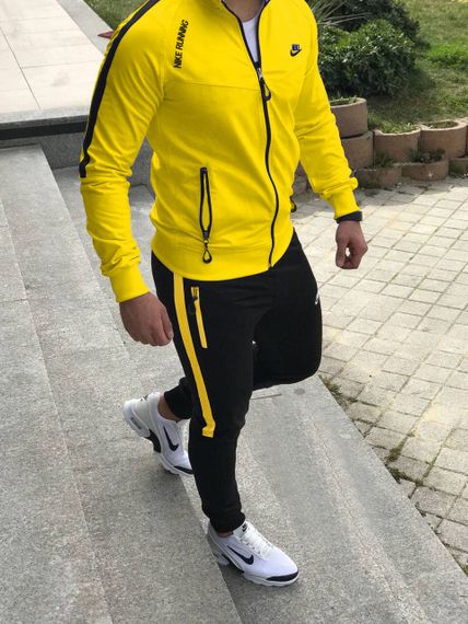 Мужской спортивный костюм двухцветный SE0002 цвет черно-желтый, размер XL